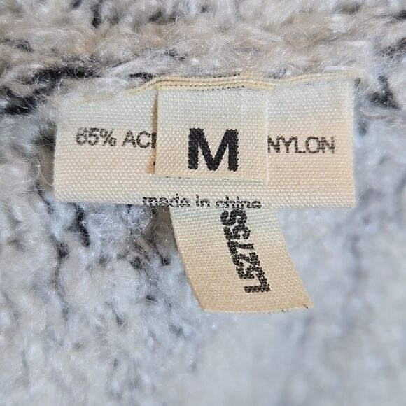 L'Agence Wool Blend Sweater Womens Medium Oversized Turtleneck Striped Gray - Picture 4 of 11